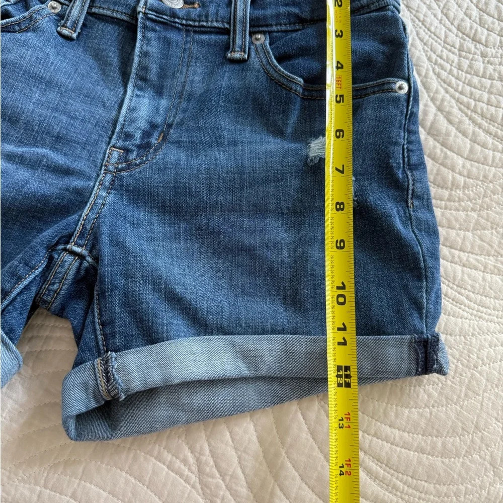 Levi's Blue Jean Shorts with Distressed Cuffed Hem - Picture 3 of 8